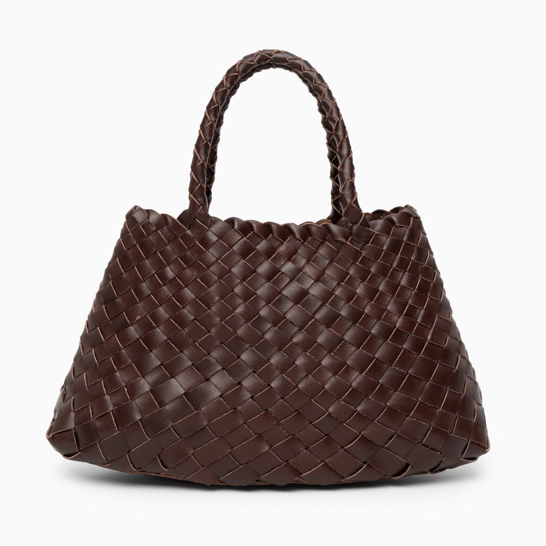 Sac à main en cuir authentique avec anses doubles pour femme