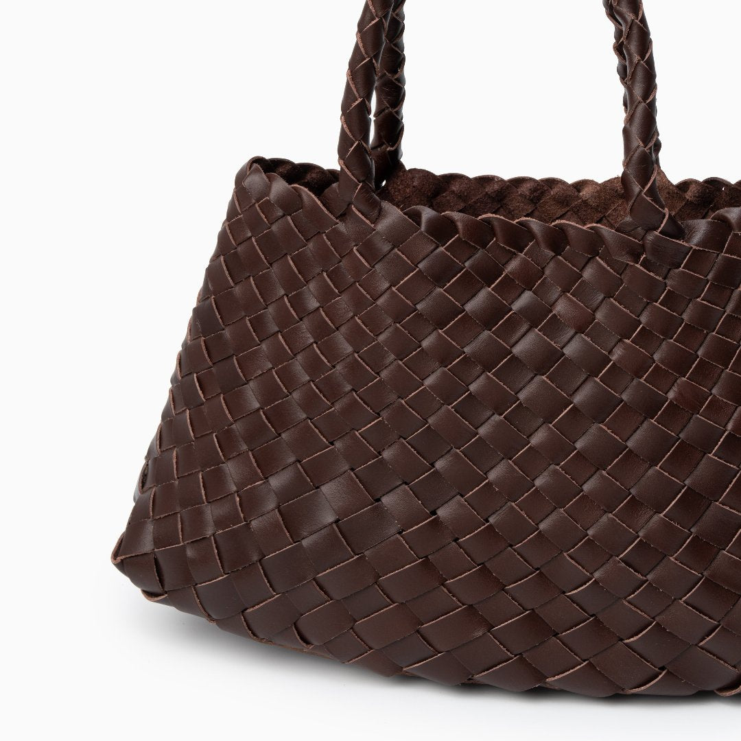 Sac à main en cuir authentique avec anses doubles pour femme