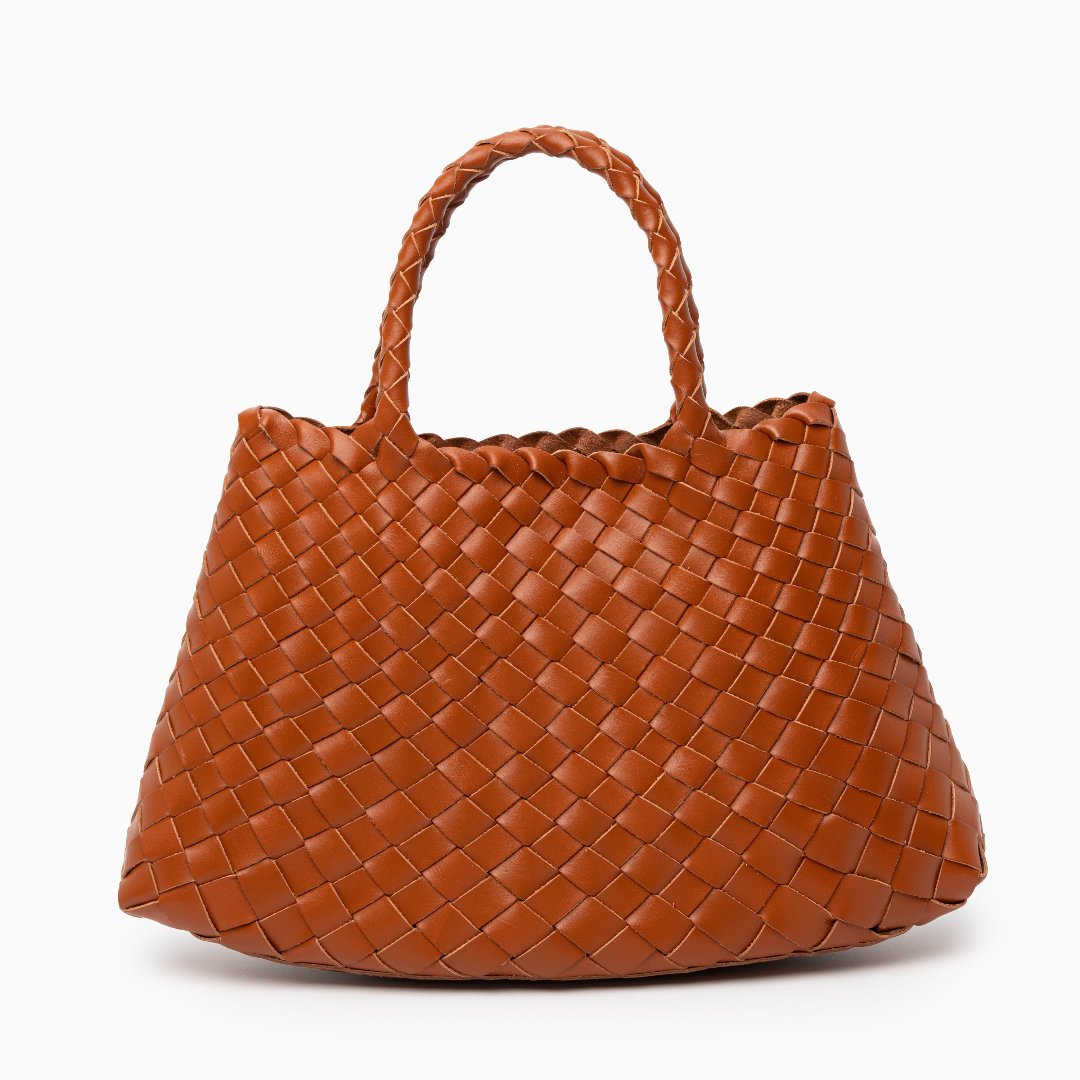 Sac à main en cuir authentique avec anses doubles pour femme