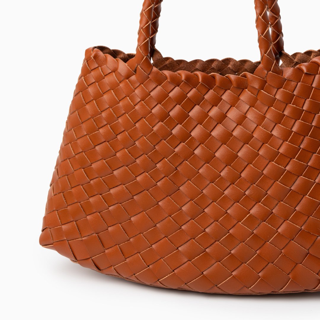 Sac à main en cuir authentique avec anses doubles pour femme