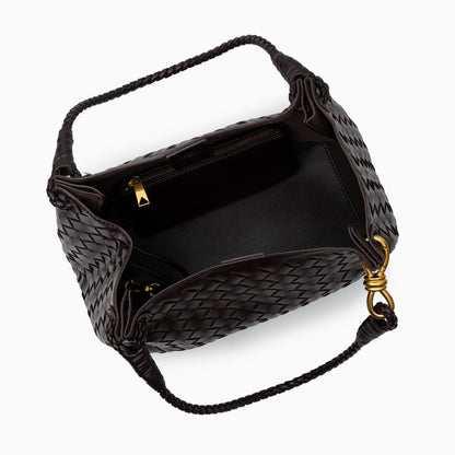 Sac à main femme noir végan avec bretelle et détails dorés
