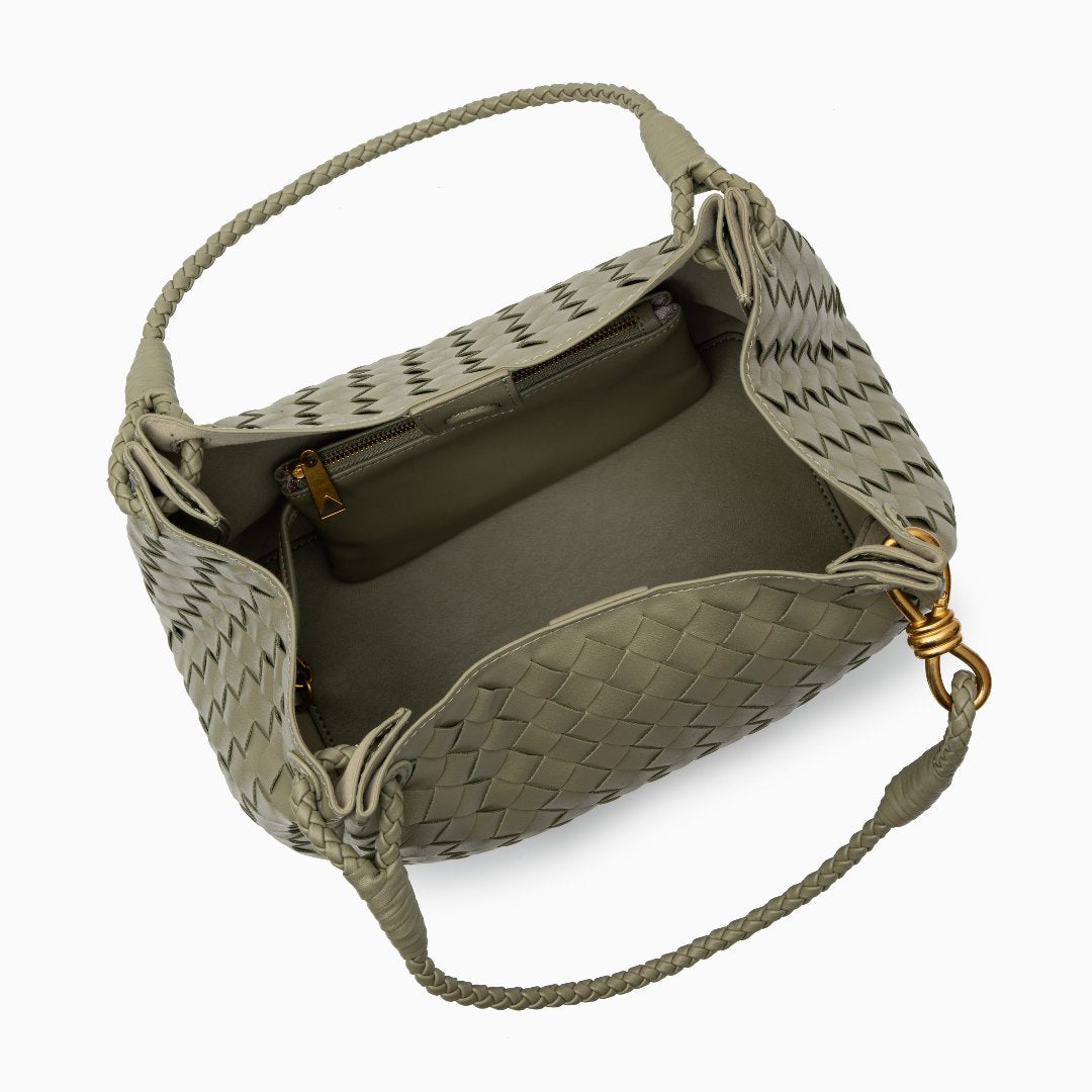 Sac à main femme noir végan avec bretelle et détails dorés