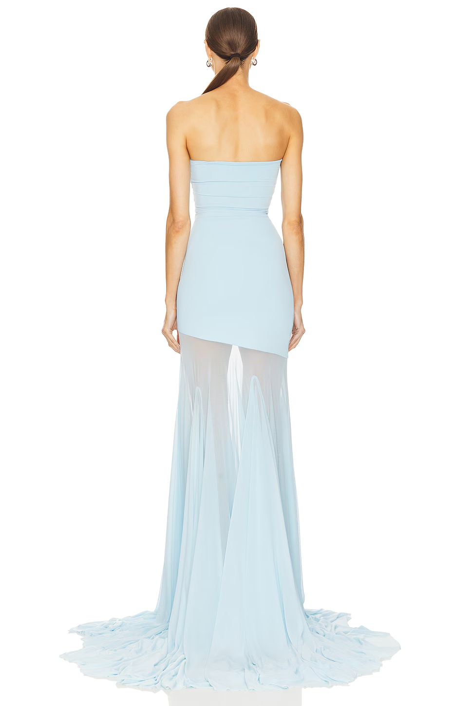 Robe Maxi Femme Évasée avec Tulle et Taille Cintrée