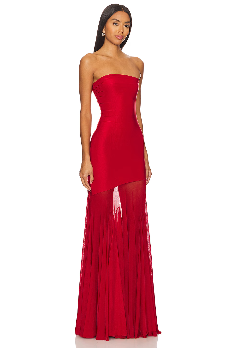 Robe Maxi Femme Évasée avec Tulle et Taille Cintrée