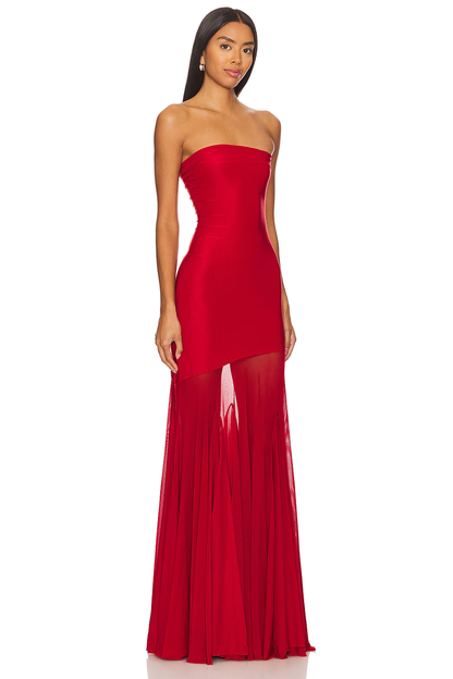 Robe Maxi Femme Évasée avec Tulle et Taille Cintrée