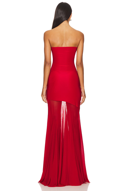Robe Maxi Femme Évasée avec Tulle et Taille Cintrée