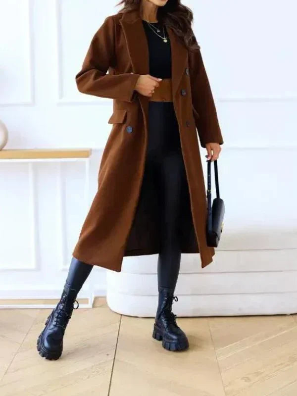 Manteau Femme Long Manches Élégant Hiver Chaud