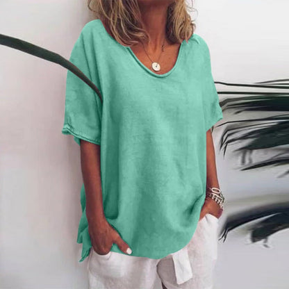 T-shirt Gris Femme Relaxed Manches Courtes