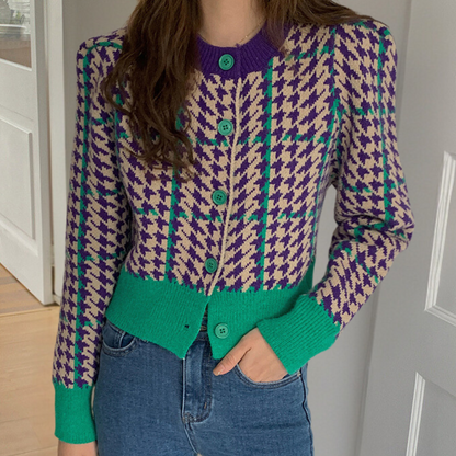 CLAUDETTA - Cardigan pied-de-poule Classique pour femmes