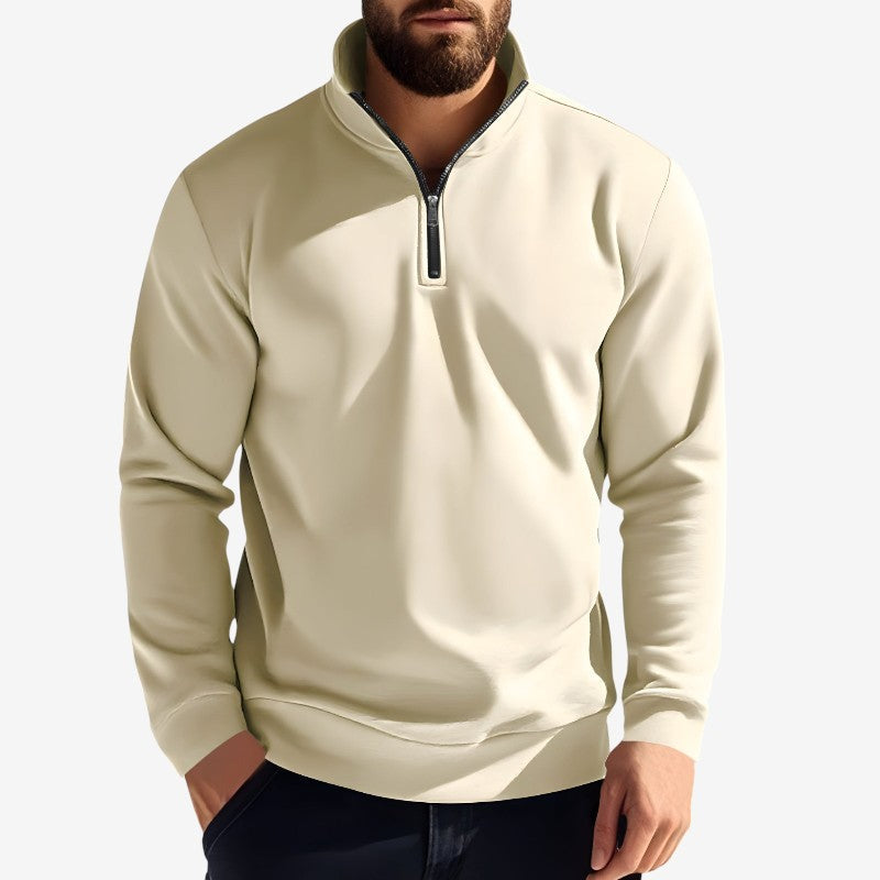 Pull à Manches Longues avec Fermeture Éclair et Col Rond