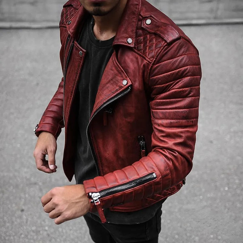 Blouson Cuir Homme Noir Élégant