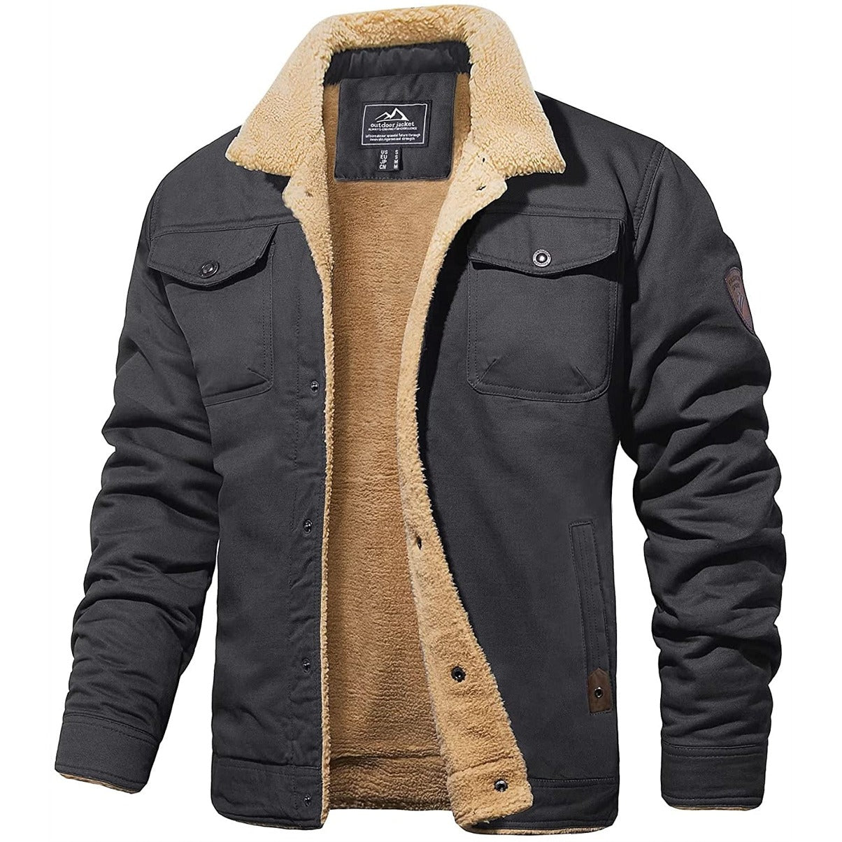 Veste Hiver Homme Douillette - Blouson Élégant avec Doublure Chaude et Col en Fourrure Synthétique