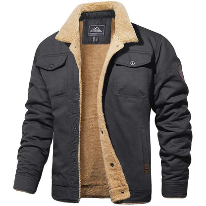 Veste Hiver Homme Douillette - Blouson Élégant avec Doublure Chaude et Col en Fourrure Synthétique