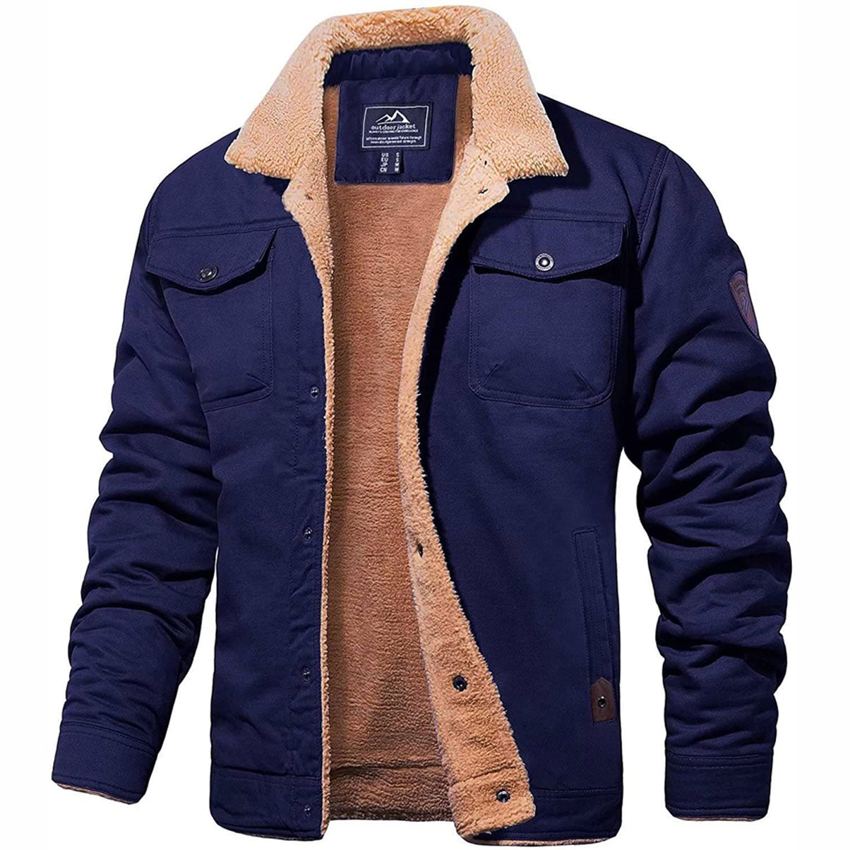 Veste Hiver Homme Douillette - Blouson Élégant avec Doublure Chaude et Col en Fourrure Synthétique