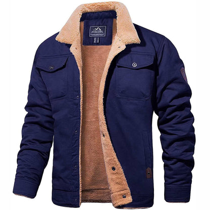 Veste Hiver Homme Douillette - Blouson Élégant avec Doublure Chaude et Col en Fourrure Synthétique