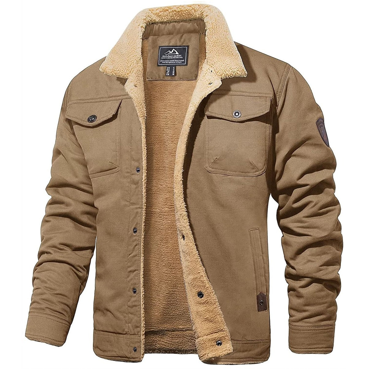 Veste Hiver Homme Douillette - Blouson Élégant avec Doublure Chaude et Col en Fourrure Synthétique