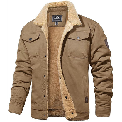 Veste Hiver Homme Douillette - Blouson Élégant avec Doublure Chaude et Col en Fourrure Synthétique