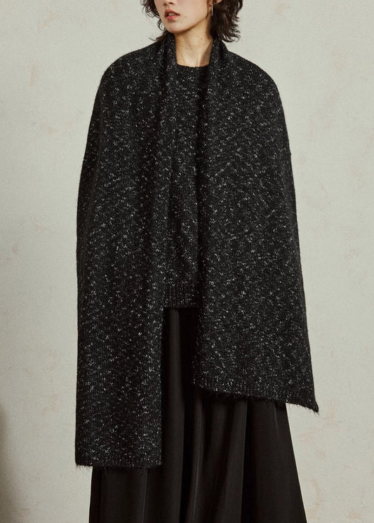 Épais Châle et Pull en Laine Noire Réversible Hiver - EasyApparels