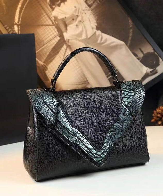 Grand sac tote en cuir vert épais personnalisable - EasyApparels