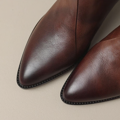 Bottine Femme Élégante en Cuir avec Talon Bloc
