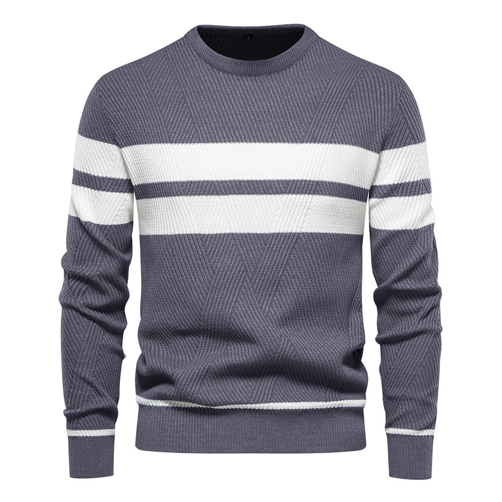 Pull Homme Rayé Col Rond Classique