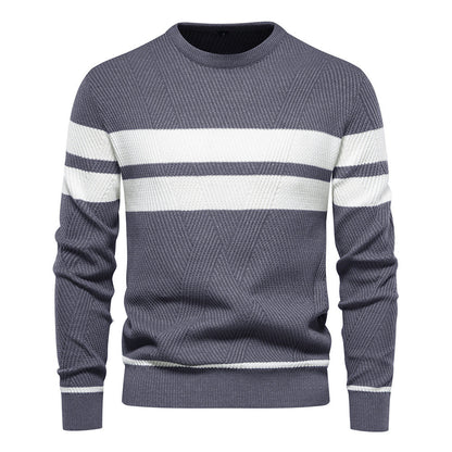 Pull Homme Rayé Col Rond Classique