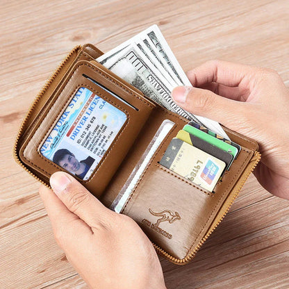 Porte-monnaie Homme Cuir Sécurisé à Fermeture Éclair