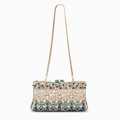 Sac Clutch Paillettes Doré et Bleu Nuit pour Femme