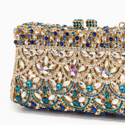 Sac Clutch Paillettes Doré et Bleu Nuit pour Femme