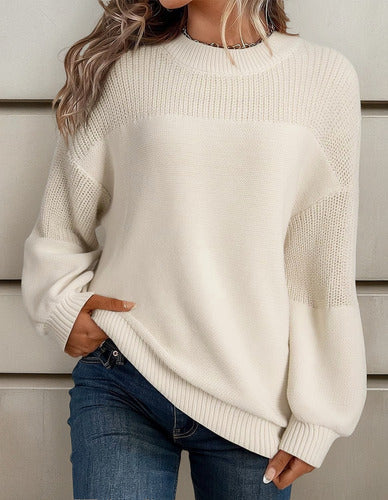 Pull Automne Floral Chic à Manches Bouffantes - vue 6