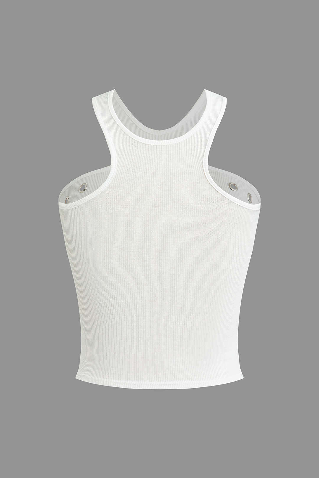 Top Femme Blanc à Lacets et Rivets Décolleté