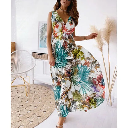 Robe Longue Femme à Fleurs Élégante Soirée