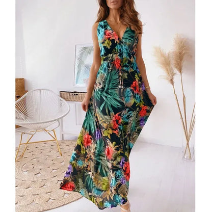 Robe Longue Femme à Fleurs Élégante Soirée