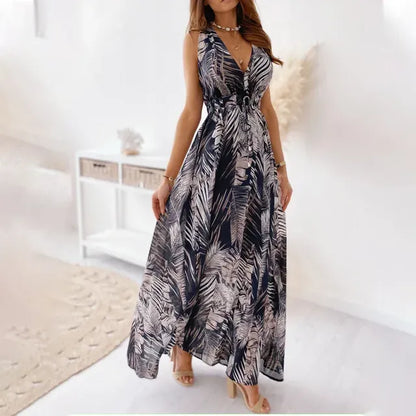 Robe Longue Femme à Fleurs Élégante Soirée - PanierRoyale