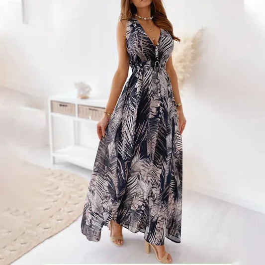 Robe Longue Femme à Fleurs Élégante Soirée - PanierRoyale