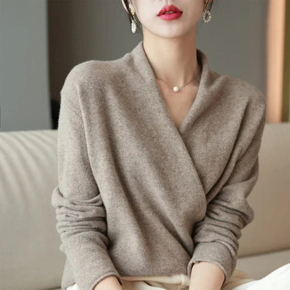 Pull Cache-cœur Femme Maille Col V - PanierRoyale
