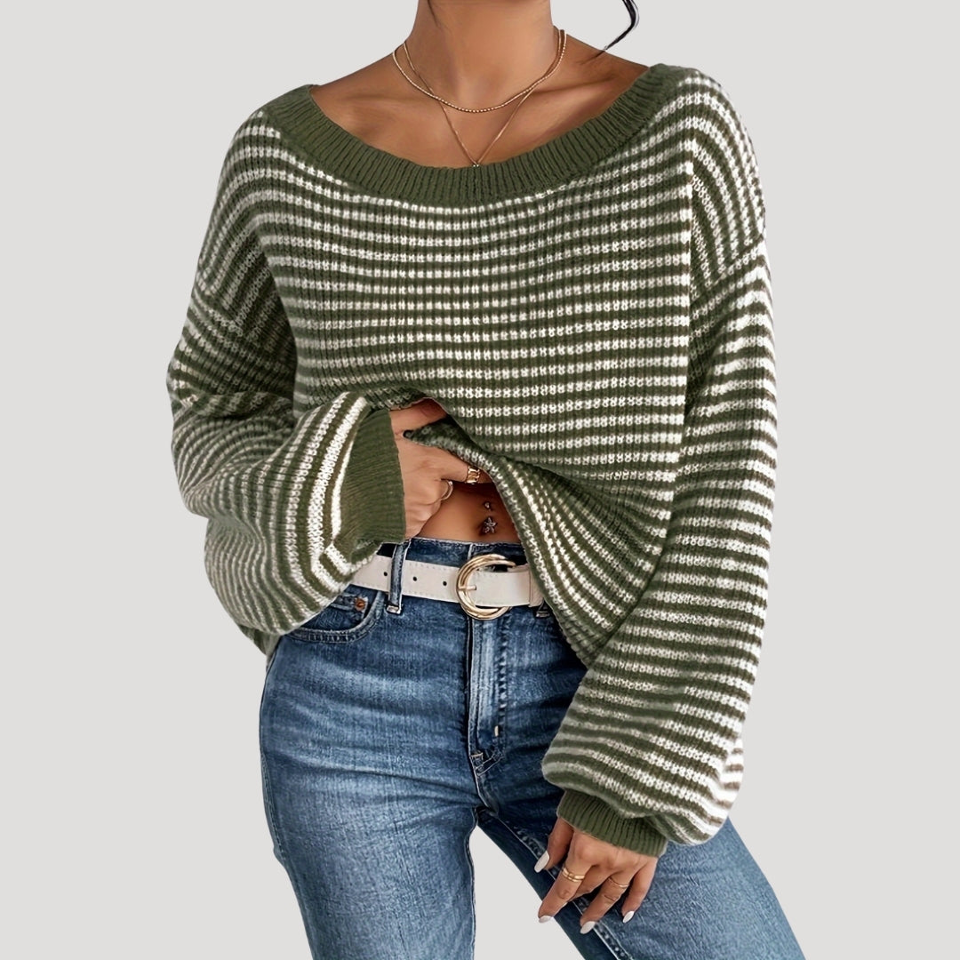 Pull Femme Rayé Doux et Décontracté