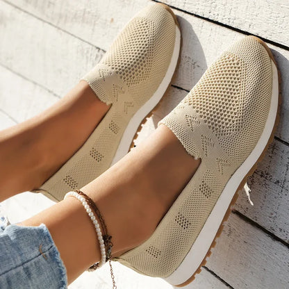 Chaussures femme décontractées en dentelle beige élégantes