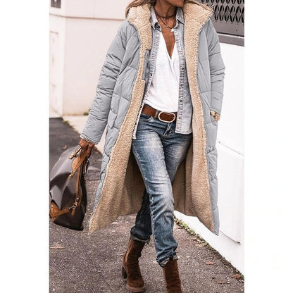 Manteau Femme Hiver Douillet - Parka Réversible avec Capuche et Manches Longues pour Femme