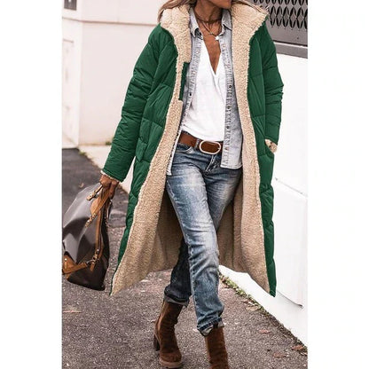 Manteau Femme Hiver Douillet - Parka Réversible avec Capuche et Manches Longues pour Femme