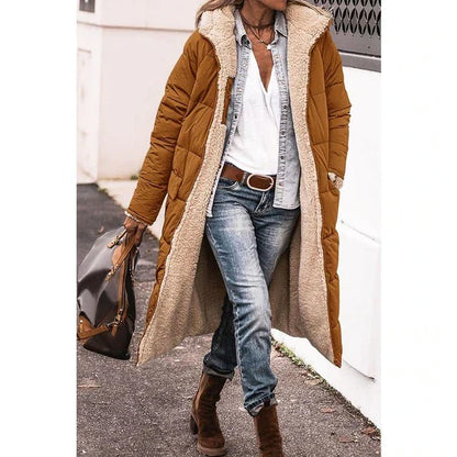 Manteau Femme Hiver Douillet - Parka Réversible avec Capuche et Manches Longues pour Femme