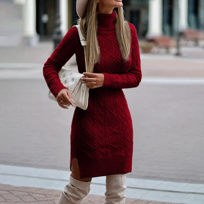 Robe en Maille Douce Col Roulé Féminine
