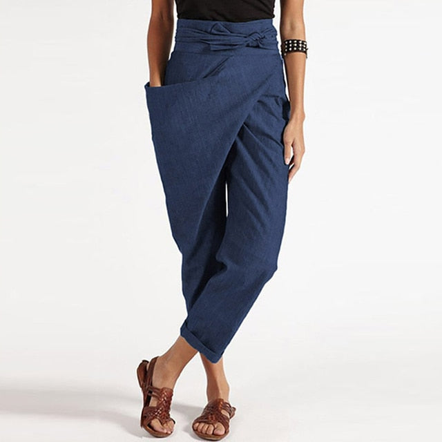 Pantalon Femme Taille Haute Élégant avec Poches