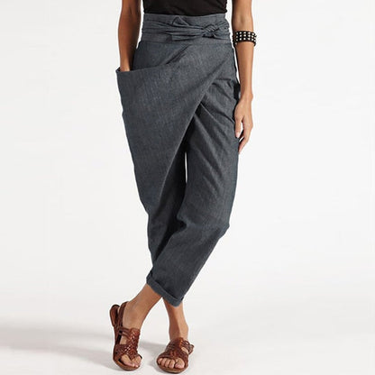 Pantalon Femme Taille Haute Élégant avec Poches