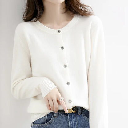 Cardigan Femme En Laine Marine Élégant