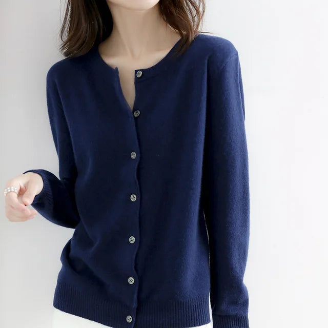 Cardigan Femme En Laine Marine Élégant