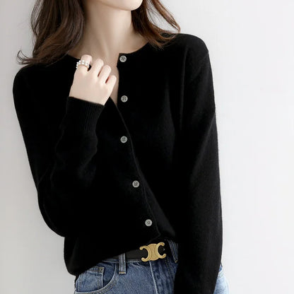 Cardigan Femme En Laine Marine Élégant