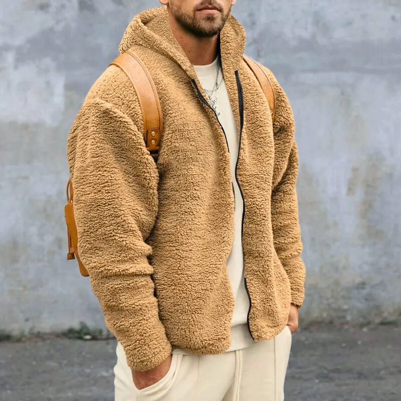 Veste Fleece Homme Élégante avec Capuche et Poches
