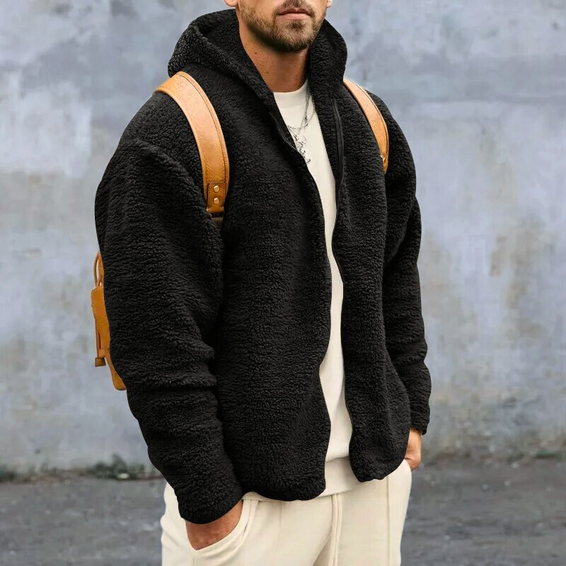 Veste Fleece Homme Élégante avec Capuche et Poches