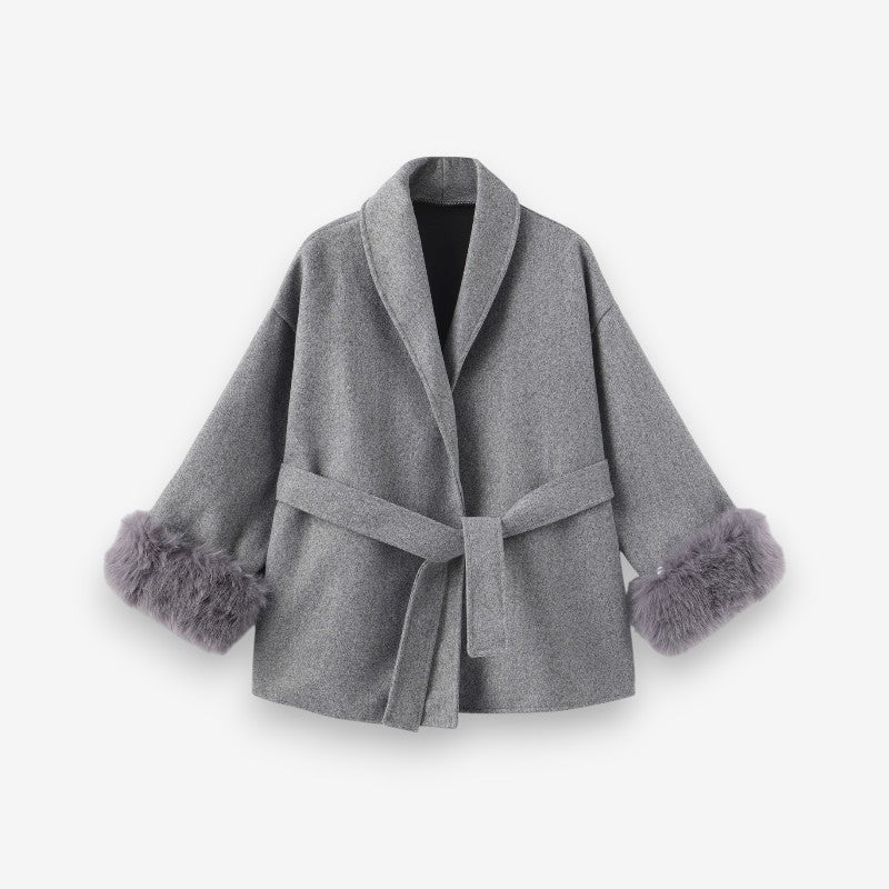Manteau Femme Long Manches avec Coupe Droite Élégante
